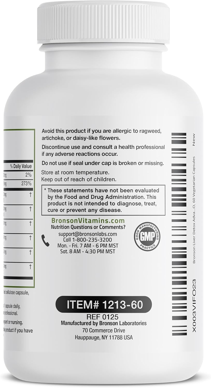 Liver Detox Advanced Detox & Cleansing Formula Supports Health Liver Function with Milk Thistle, Dandelion Root, Turmeric, Artichoke Leaf & More, Non-Gmo, 60 Vegetarian Capsules