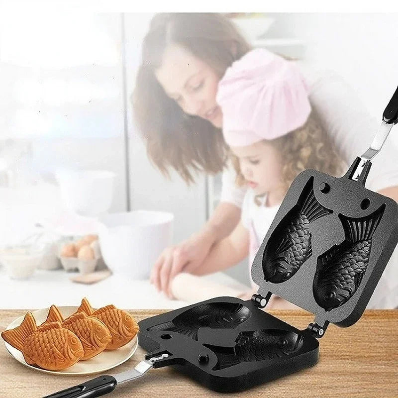 Double Fish Shaped Taiyaki Waffle Maker Pan