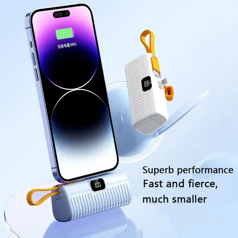 Mini Power Bank with Built-in Cable & Display