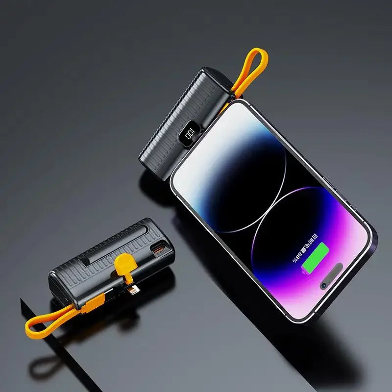 Mini Power Bank with Built-in Cable & Display