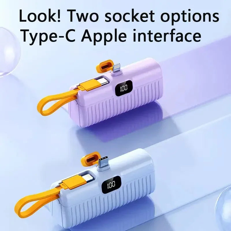 Mini Power Bank with Built-in Cable & Display