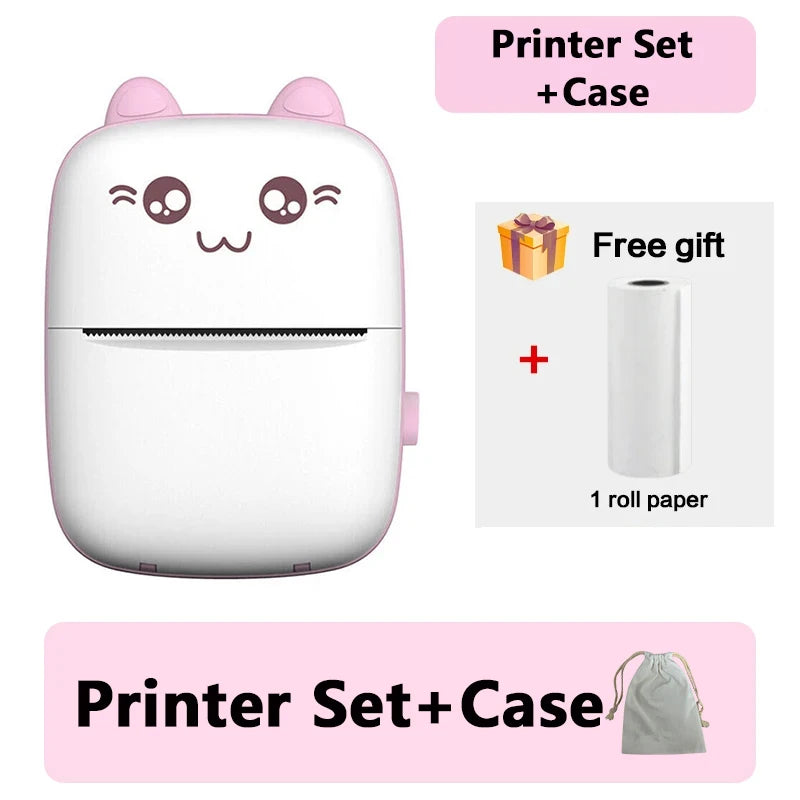 Mini Portable Thermal Printer - Cute Cat Design