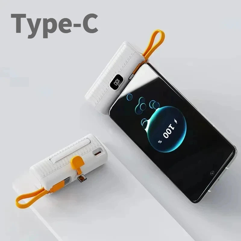 Mini Power Bank with Built-in Cable & Display