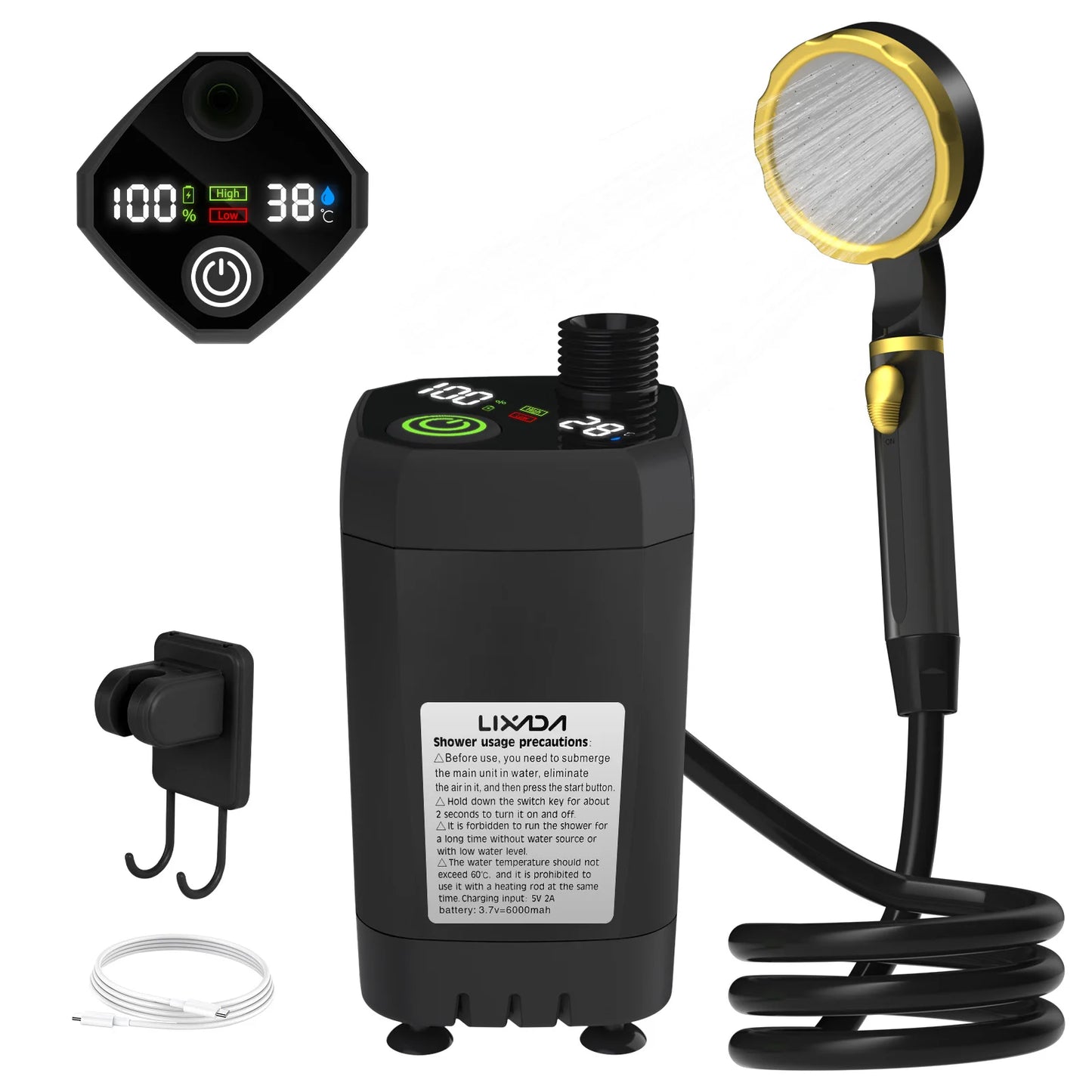 Portable Camping Shower Pump with Digital Display