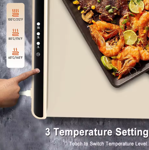 Electric Warming Tray - Silicone Plate for Parties & Family Gatherings