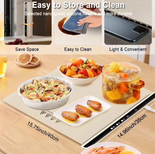 Electric Warming Tray - Silicone Plate for Parties & Family Gatherings