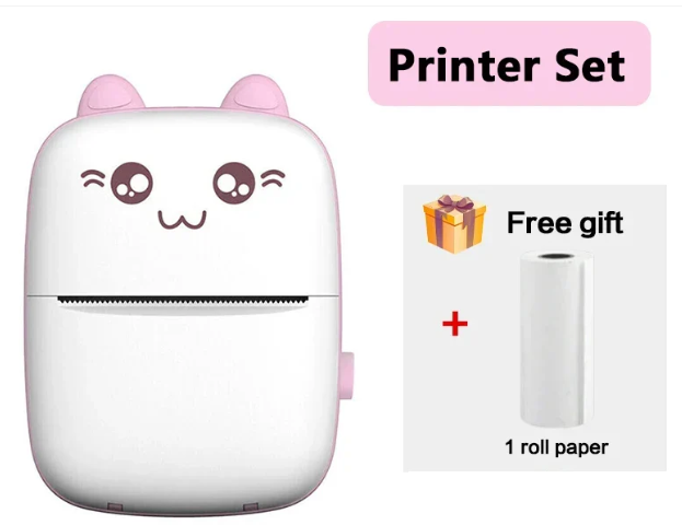 Mini Portable Thermal Printer - Cute Cat Design