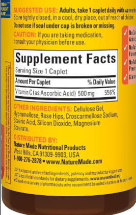 Vitamin C 500mg with Rose Hips – Immune Support Supplement