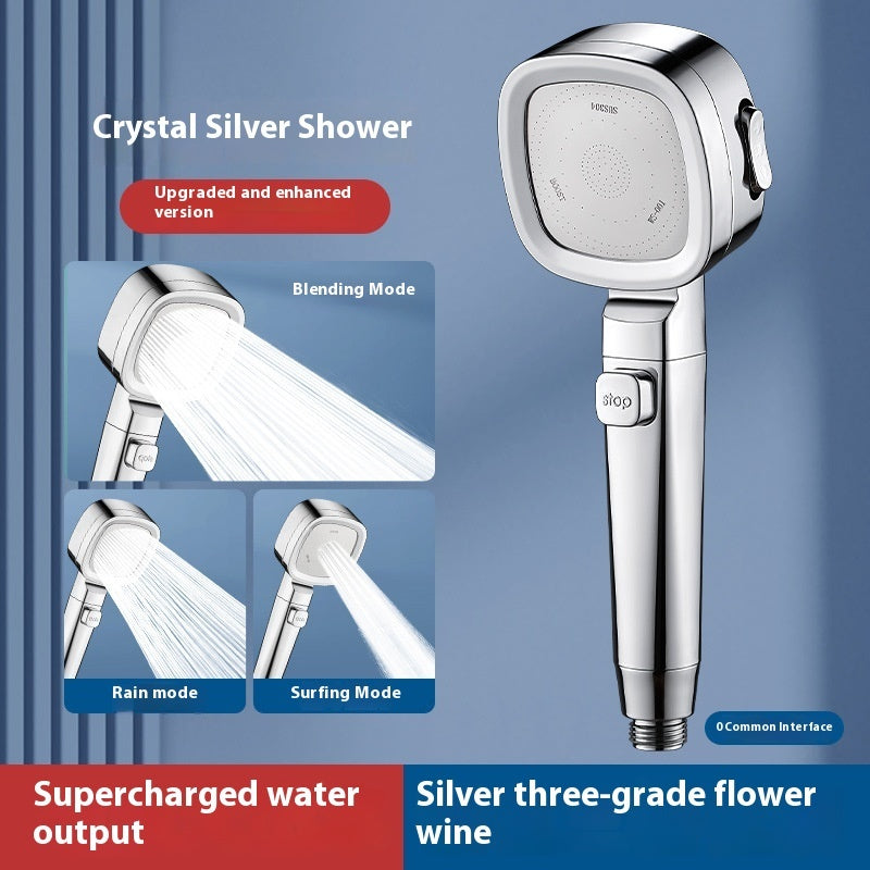 Handheld Square Shower Head - 3-Speed Filtered High-Pressure Nozzle