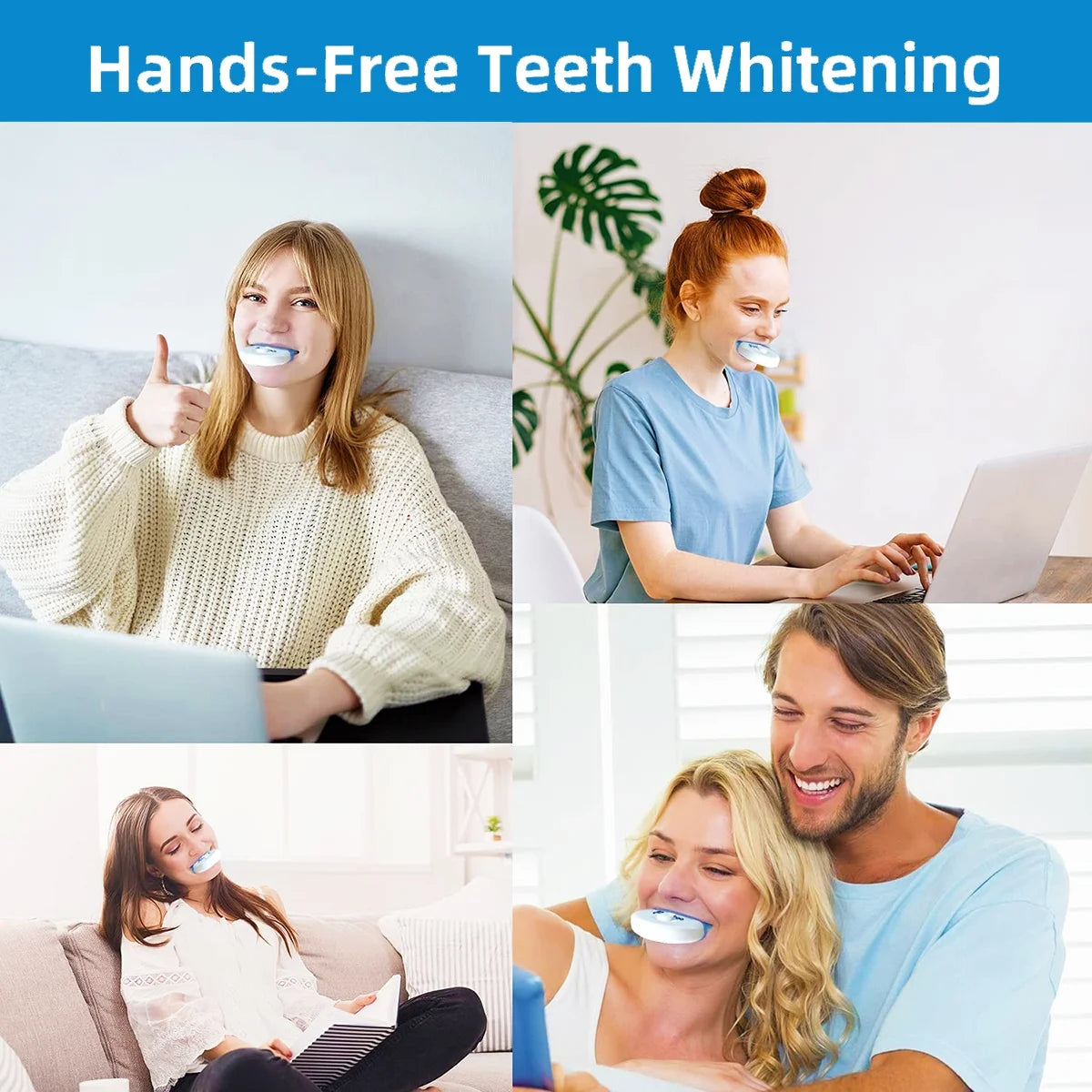 Teeth Whitening Kit with Blue Light, Professional Teeth Whitener with 12 Whitening Gel, 3 Soothing Gel, Mouth Tray, 15 Minutes Effective Home Tooth Whitening