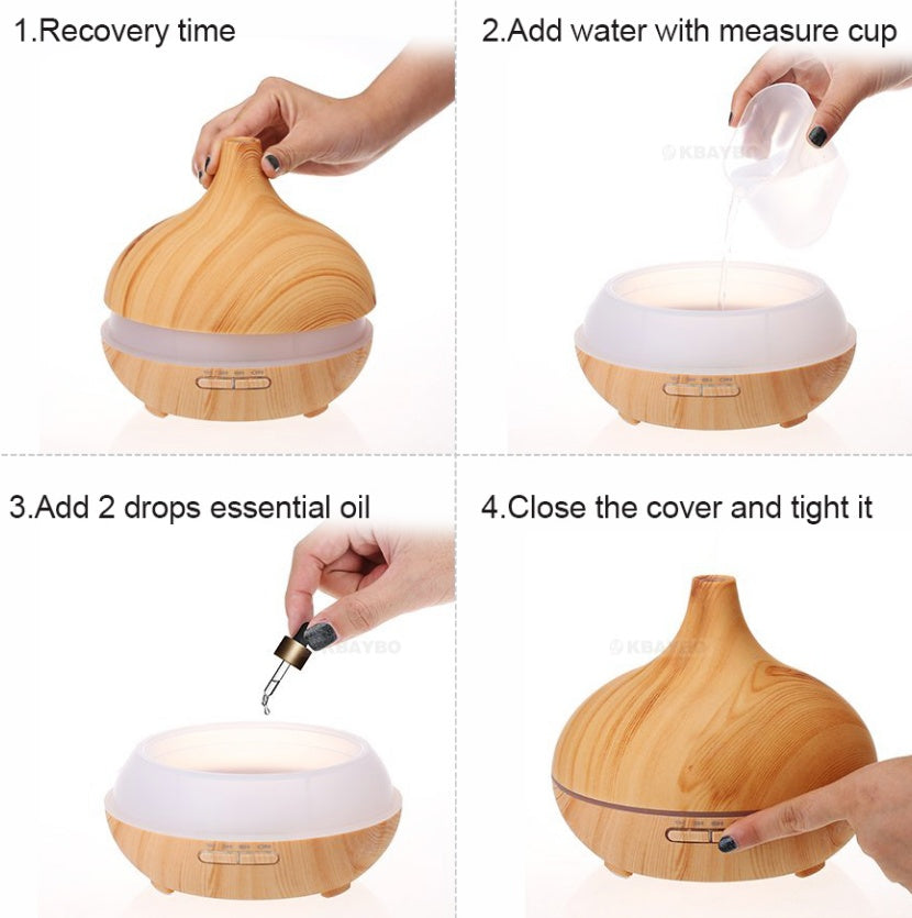 Wood Grain Remote Control Aromatherapy Lamp