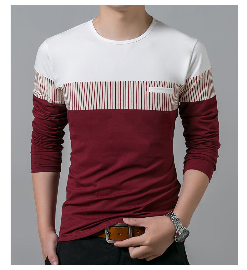 Casual Long Sleeve T-Shirt with Vertical Stripes