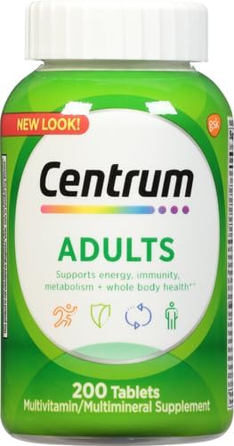 Adult Multivitamin/Multimineral Supplement with Antioxidants, Zinc, Vitamin D3 and B Vitamins, Gluten Free, Non-Gmo Ingredients - 200 Count