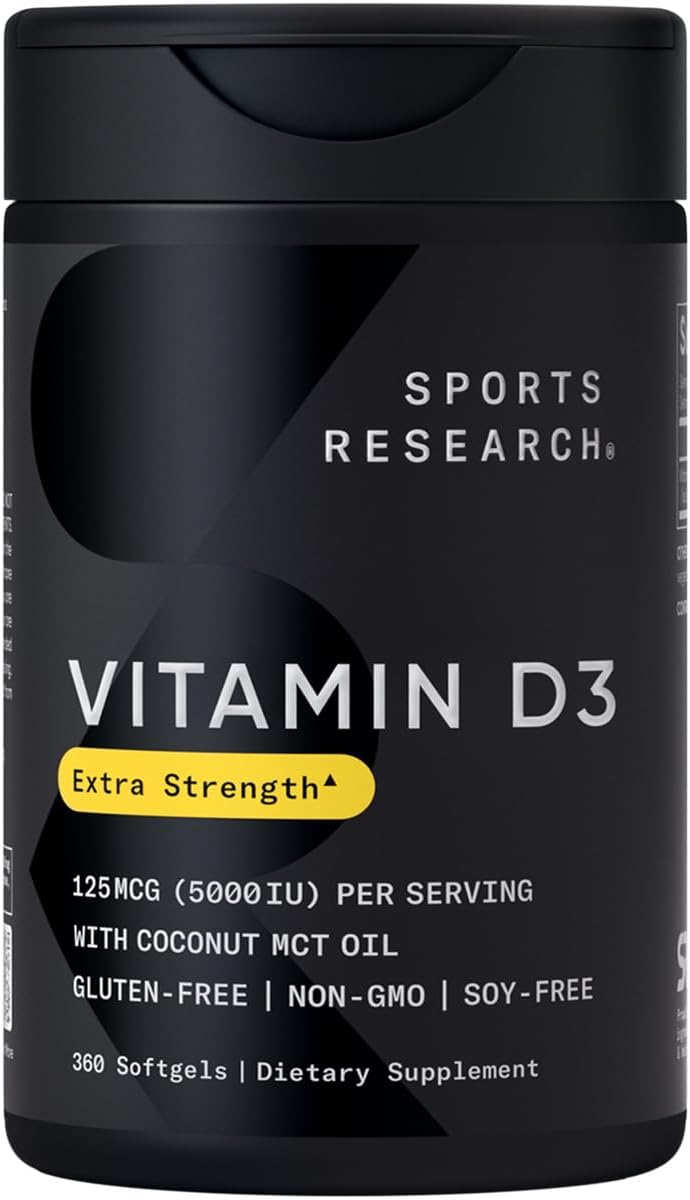 Vitamin D3 5000Iu (125Mcg) with Coconut Oil ~ High Potency Vitamin D for Immune & Bone Support ~ Non-Gmo Verified, Gluten & Soy Free (360 Mini-Liquid Softgels)