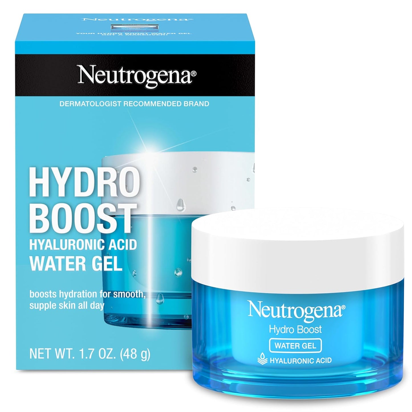 Hydro Boost Face Moisturizer with Hyaluronic Acid for Dry Skin, Oil-Free and Non-Comedogenic Water Gel Face Lotion, 1.7 Oz