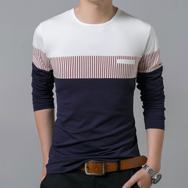 Casual Long Sleeve T-Shirt with Vertical Stripes