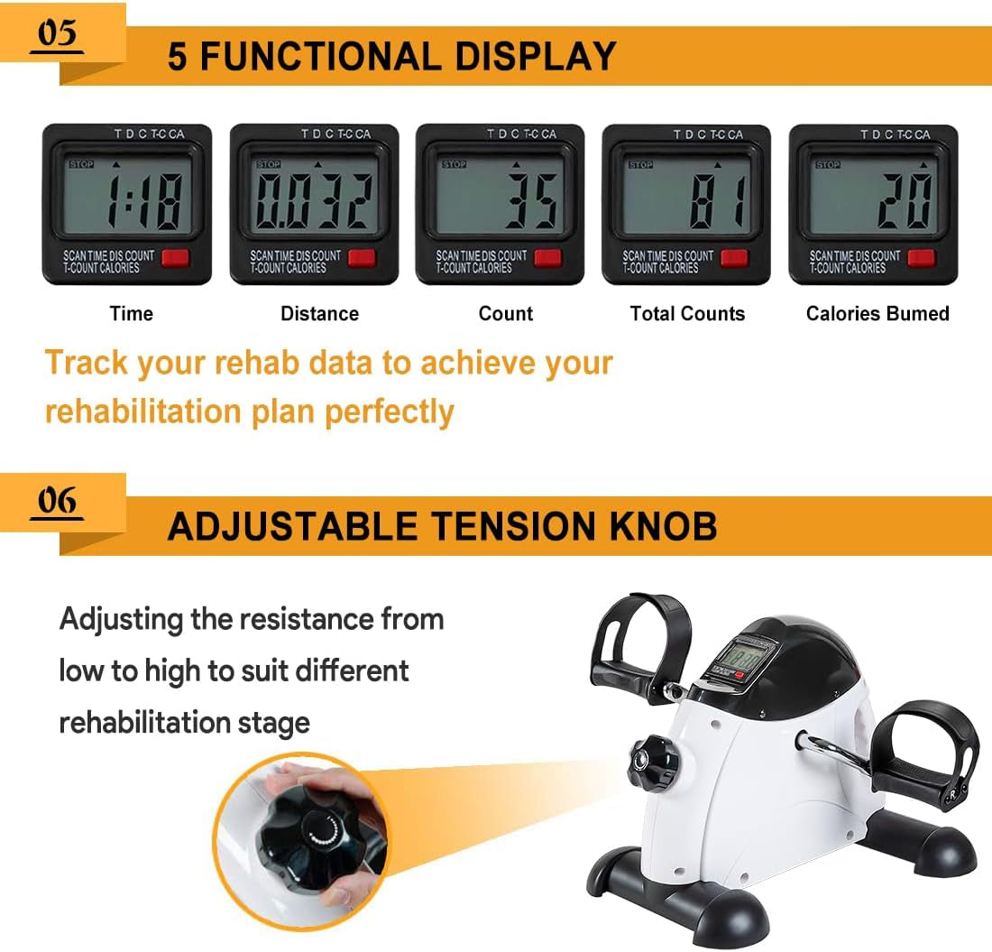 Pedal Exerciser Stationary under Desk Mini Exercise Bike - Peddler Exerciser with LCD Display, Foot Pedal Exerciser for Seniors,Arm/Leg Exercise