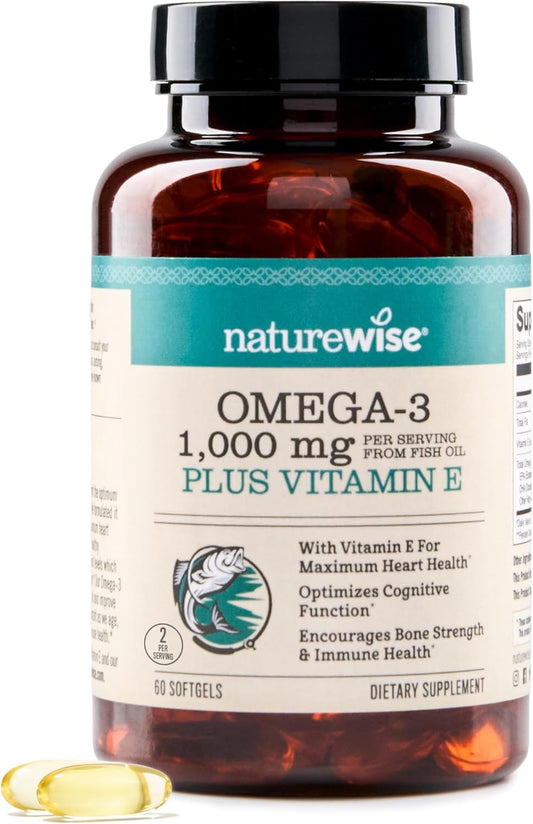 Extra-Strength Omega 3 Fish Oil Supplement - 1000Mg per Serving - 600 EPA & 400 DHA and Vitamin E - Support for Heart & Brain Health - Lemon Flavor, Gmo-Free - 60 Softgels[1-Month Supply]