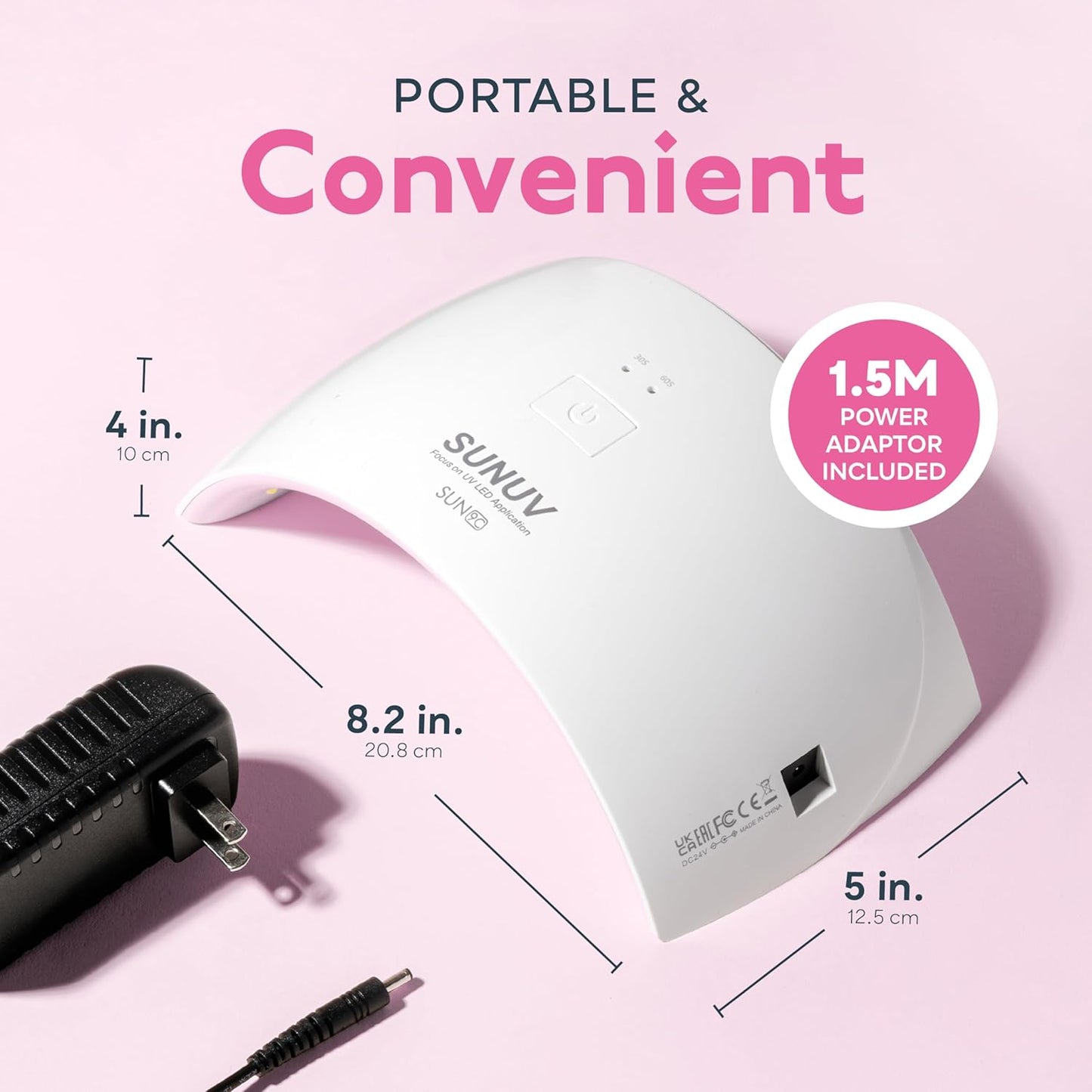 UV Nail Lamp, Nail Dryer for Gel Nail Polish UV Light for Gel Nails with Sensor 2 Timers SUN9C Pink Gift for Women Girls