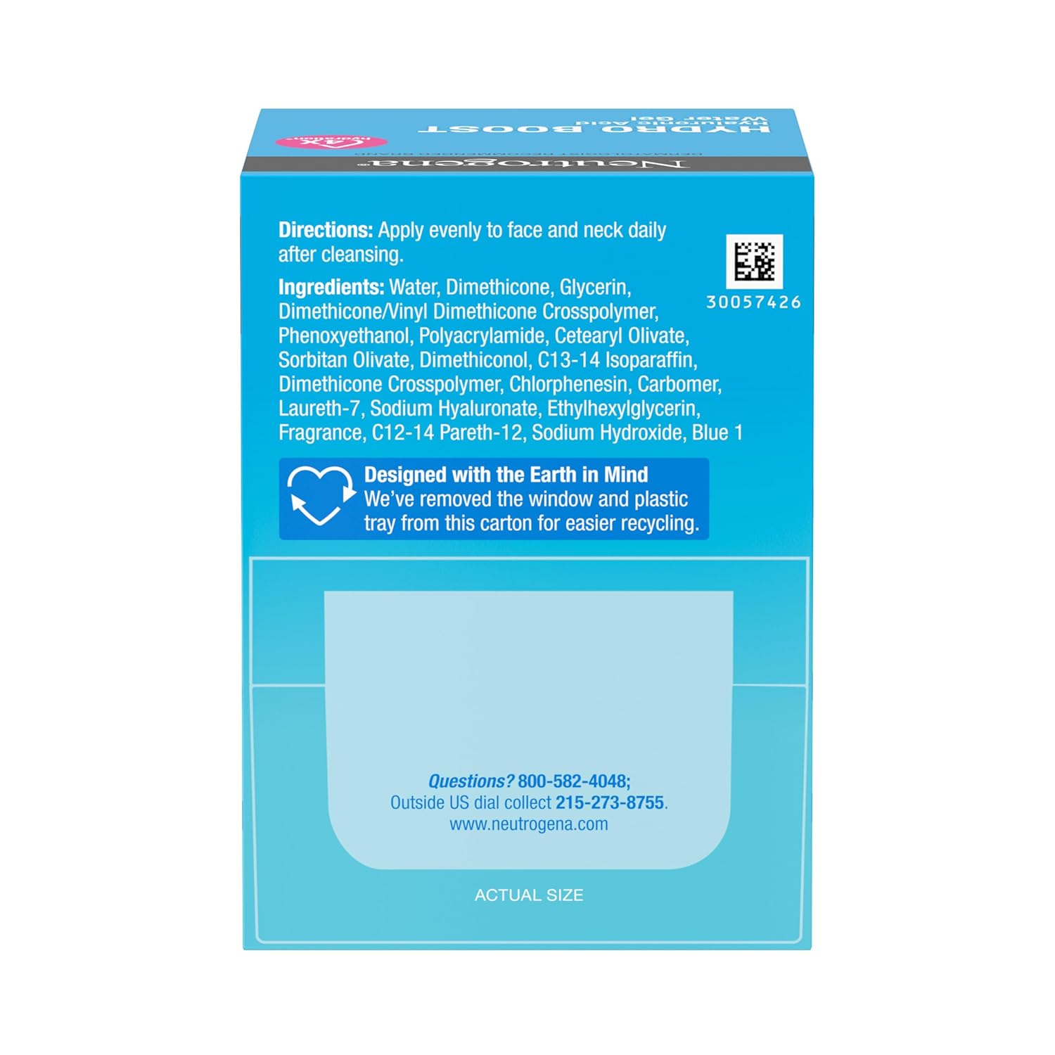 Hydro Boost Water Gel, 24 Hr Hydration for Normal/Oily Skin, Signature Fragrance, Face Moisturizer with Hyaluronic Acid, Skin Care for Juicy, Deeply Hydrated Skin, 1.7 Oz