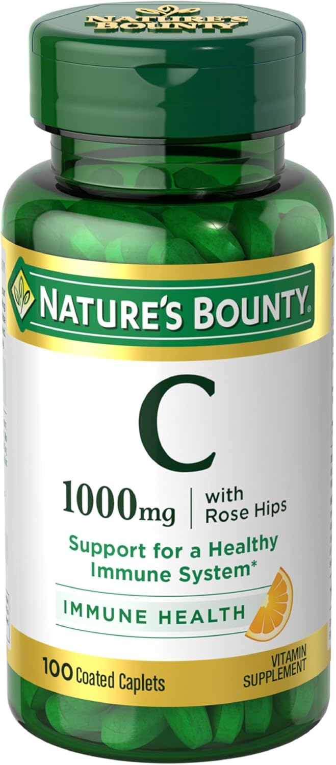 Vitamin C + Rose HIPS, Immune Support, 1000Mg, Coated Caplets, 100 Ct