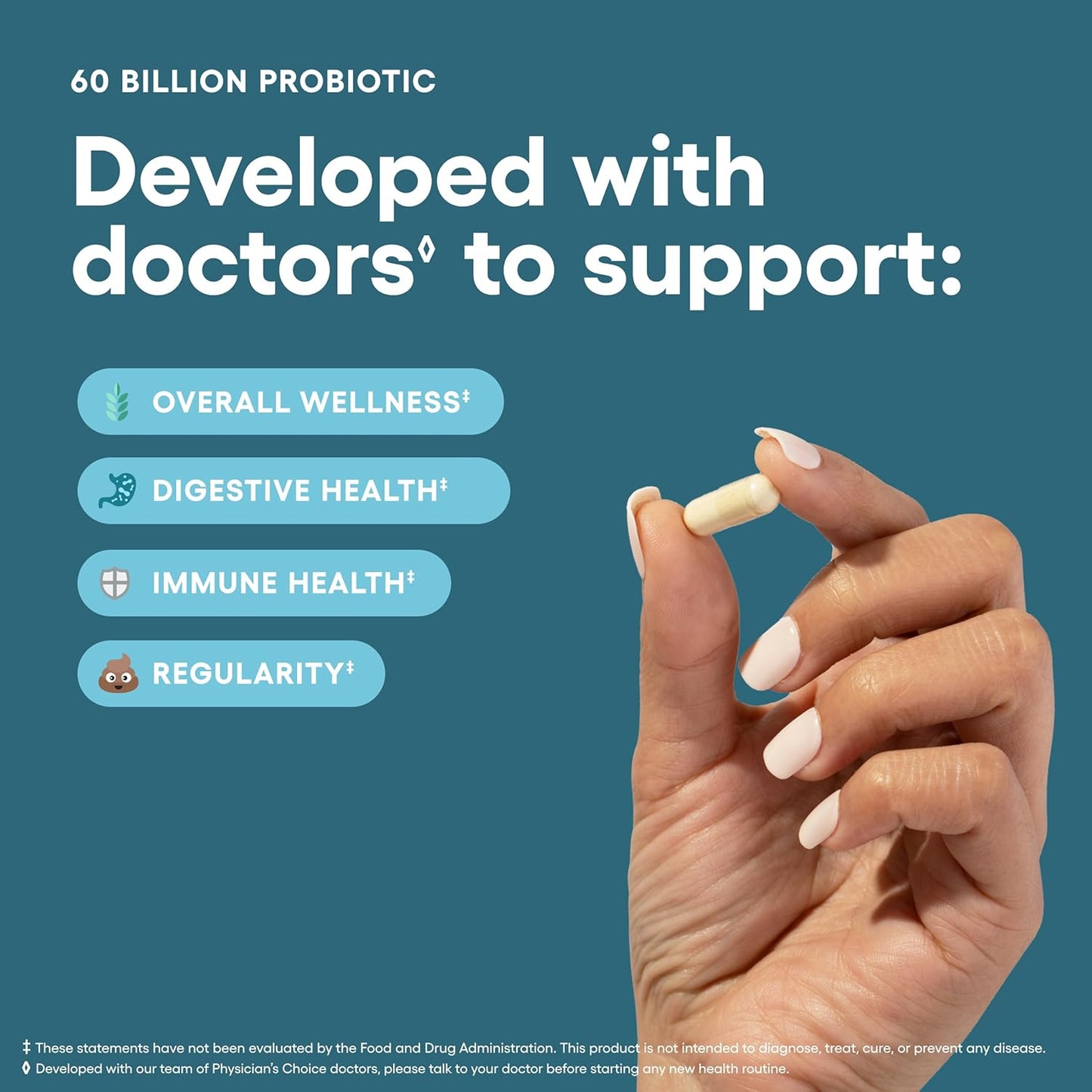 Probiotics 60 Billion CFU - 10 Strains + Organic Prebiotics - Immune, Digestive & Gut Health - Supports Occasional Constipation, Diarrhea, Gas & Bloating - for Women & Men - 60Ct