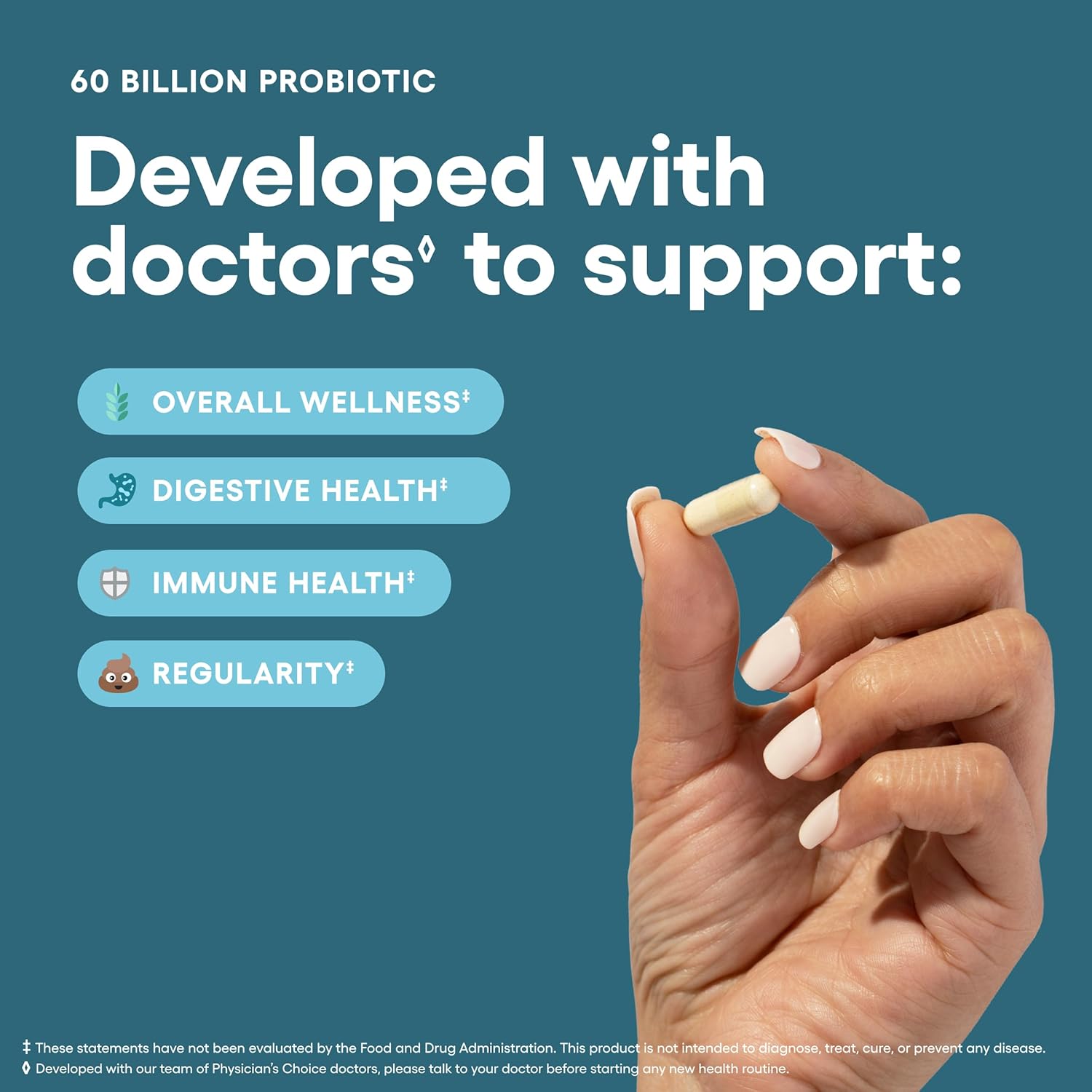 Probiotics 60 Billion CFU - 10 Strains + Organic Prebiotics - Immune, Digestive & Gut Health - Supports Occasional Constipation, Diarrhea, Gas & Bloating - for Women & Men - 60Ct