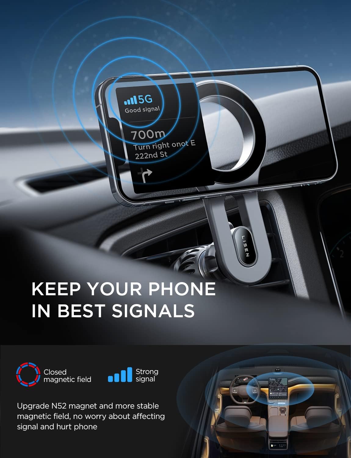 for Magsafe Car Mount Magnetic Car Phone Mount, Air Vent Phone Holder Car [Super Strong Magnets] Hands Free Cell Phone Holder 17X Strong Clip Car Accessories Fit Iphone 16 15 14 13 Pro plus Max