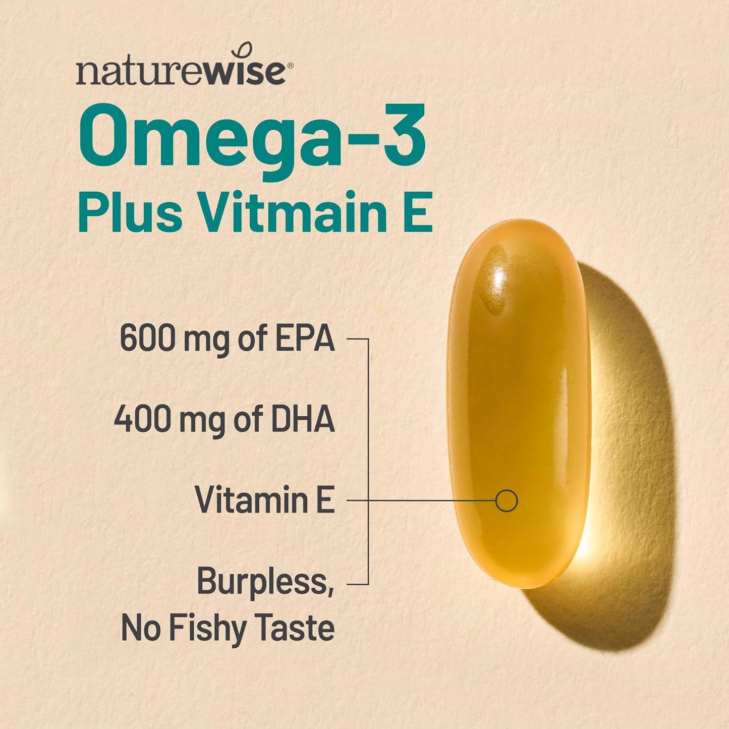 Extra-Strength Omega 3 Fish Oil Supplement - 1000Mg per Serving - 600 EPA & 400 DHA and Vitamin E - Support for Heart & Brain Health - Lemon Flavor, Gmo-Free - 60 Softgels[1-Month Supply]