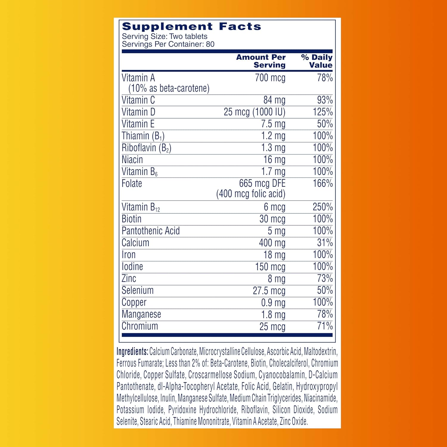 Women’S Petites Multivitamin,Supplement with Vitamin A, C, D, E and Zinc for Immune Health Support, B Vitamins, Biotin, Folate (As Folic Acid) & More,Tablet, 160 Count