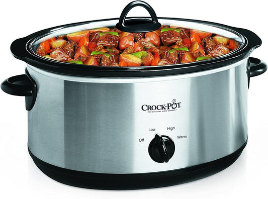 7-Quart Manual Slow Cooker – Stainless Steel Oval Pot