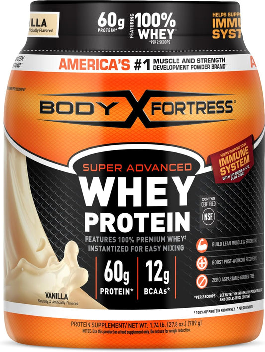 Super Advanced Whey Protein Powder, Vanilla, Immune Support (1), Vitamins C & D plus Zinc, 1.74 Lbs