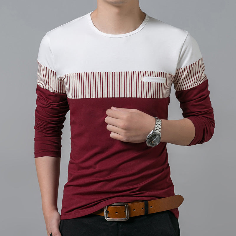 Casual Long Sleeve T-Shirt with Vertical Stripes