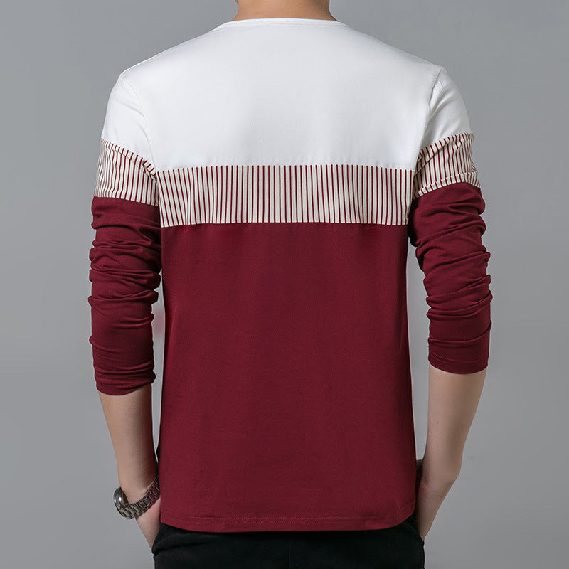 Casual Long Sleeve T-Shirt with Vertical Stripes