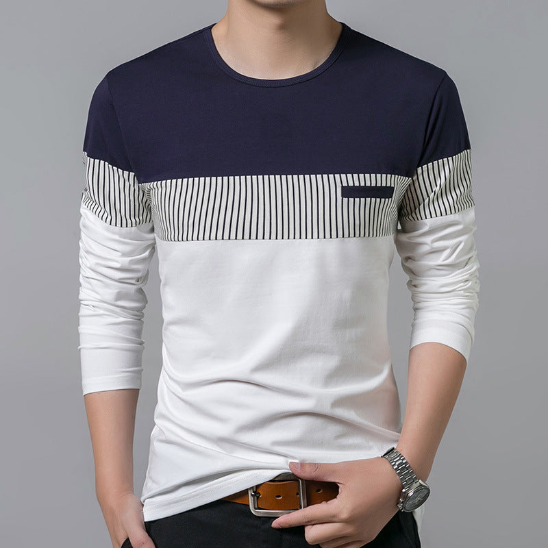 Casual Long Sleeve T-Shirt with Vertical Stripes