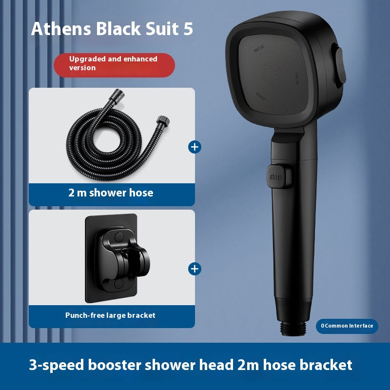 Three-Speed Filter Supercharged Square Shower Head Handheld Nozzle