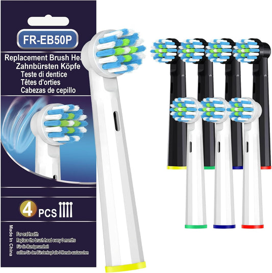 8 Pcs Replacement Toothbrush Heads Compatible with Braun Oral B Pro 1000/7000/9600, Precision Senesitive Brush Heads Compatible with Oral B Genius X and Smart 1500 Electric Toothbrush (Black+White)