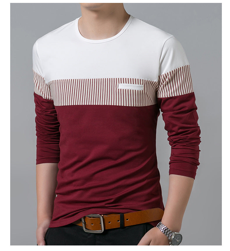 Casual Long Sleeve T-Shirt with Vertical Stripes