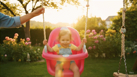 2-in-1 Pink Baby Swing with Adjustable Straps for Toddlers