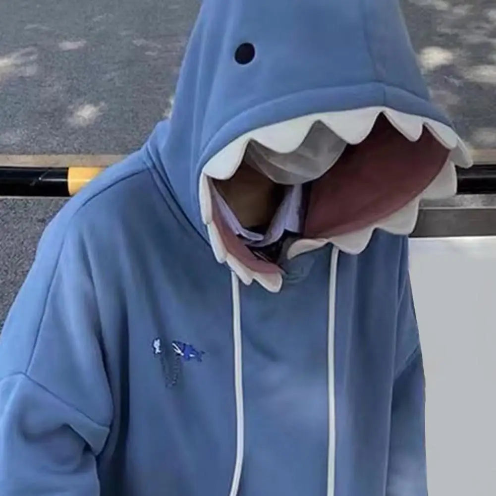 Kawaii Shark Patchwork Hoodie - Unisex Casual Pullover