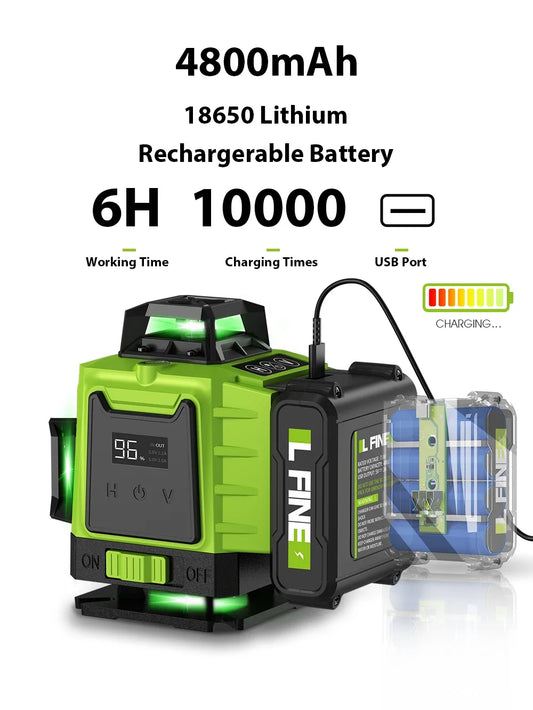 3D/4D Laser Level 360° Self-Leveling with Remote, 12/16 Lines