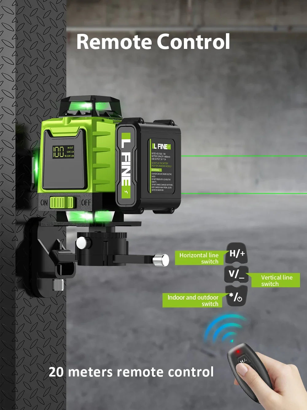 3D/4D Laser Level 360° Self-Leveling with Remote, 12/16 Lines