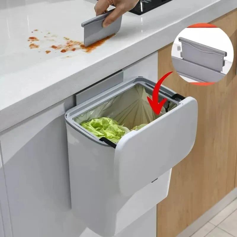 Wall-Mounted Trash Can with Lid, 7/10L