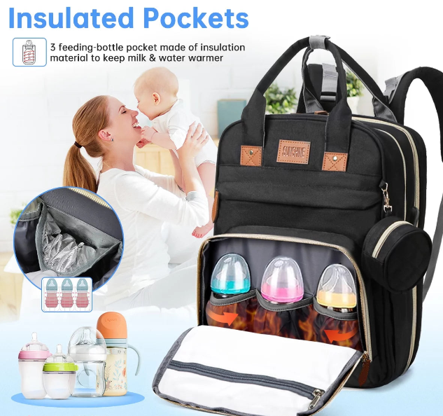 Diaper Bag Backpack – Baby Bag with Changing Station & USB Port