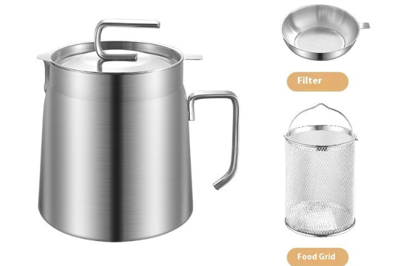 Large Capacity Stainless Steel Oil Draining Pot for Household Frying