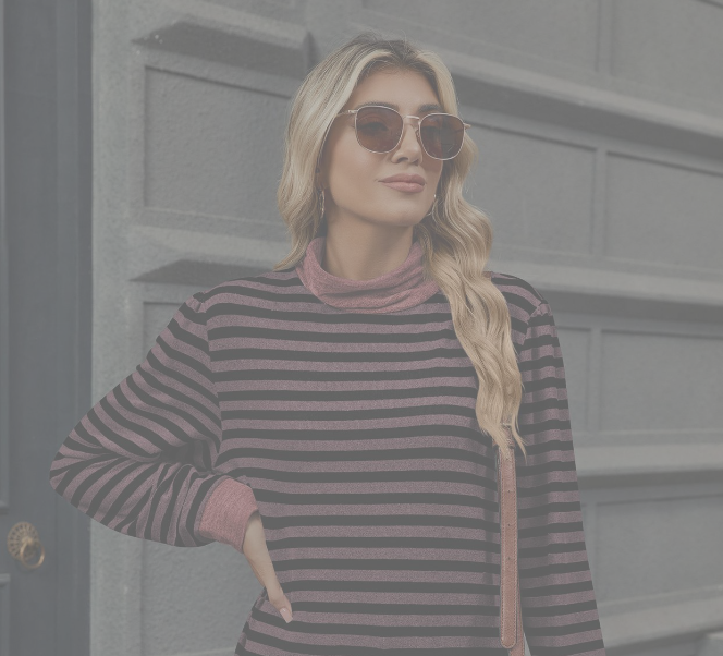 Women's Fashion Striped Long Sleeve Sweatshirt – Loose Pullover with Pocket