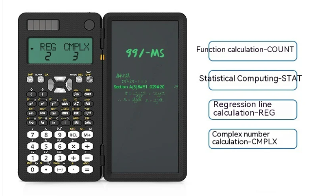 2-in-1 Foldable Scientific Calculator with Handwriting Tablet