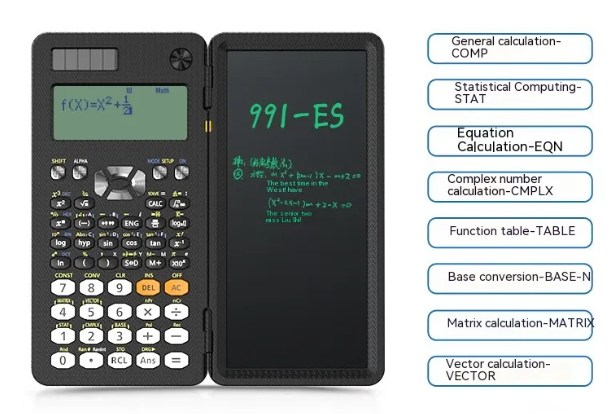 2-in-1 Foldable Scientific Calculator with Handwriting Tablet