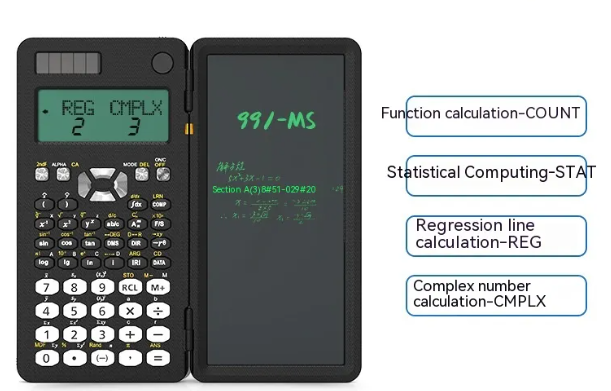 2-in-1 Foldable Scientific Calculator with Handwriting Tablet