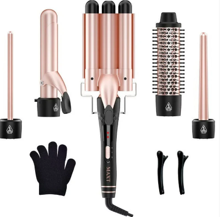 5-in-1 Curling Iron Set - Interchangeable Ceramic Barrel Curling Wand